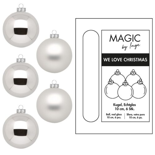 Weihnachtskugeln Silber - 10 cm (6er Set)