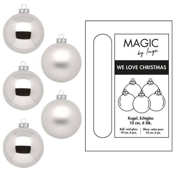 Weihnachtskugeln Silber - 10 cm (6er Set)