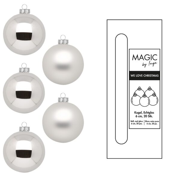 Weihnachtskugeln Silber - 6 cm (20 Stück)