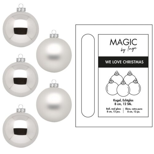 Weihnachtskugeln Silber - 8 cm (12 Stück)