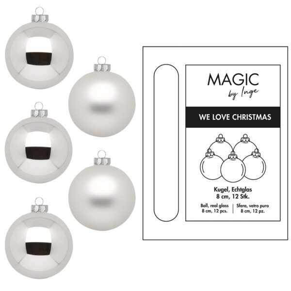 Weihnachtskugeln Silber - 8 cm (12 Stück)