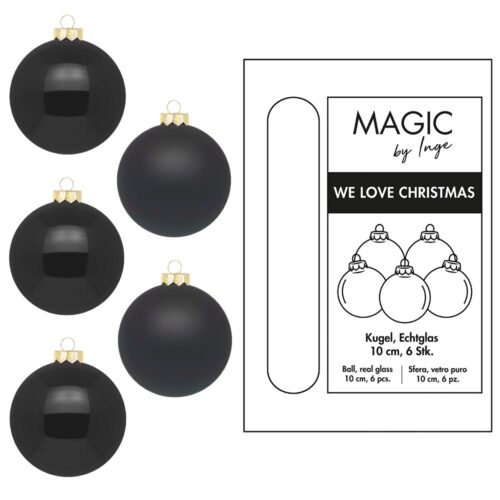 Weihnachtskugeln Schwarz - 10 cm (6er Set)