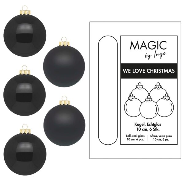 Weihnachtskugeln Schwarz - 10 cm (6er Set)