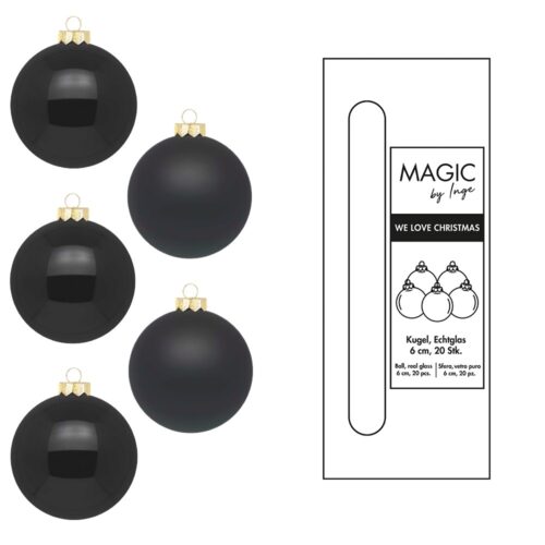 Weihnachtskugeln Schwarz - 6 cm (20 Stück)