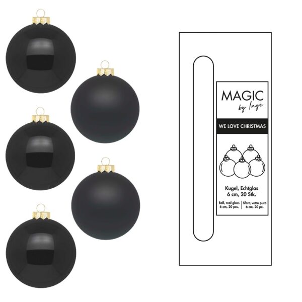 Weihnachtskugeln Schwarz - 6 cm (20 Stück)