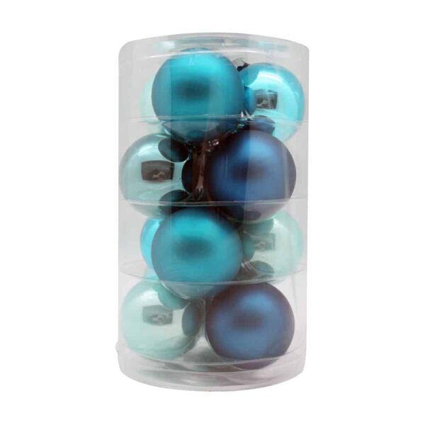 15106C105 Weihnachtskugeln Türkis und Blau - 6 cm (12er Set)