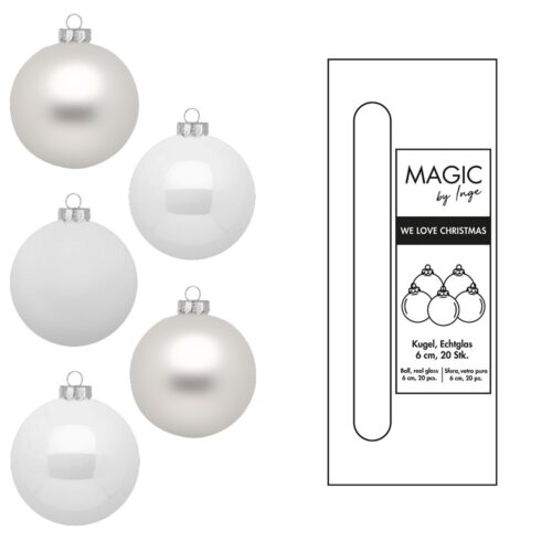 Weihnachtskugeln Weiß - 6 cm (20 Stück)