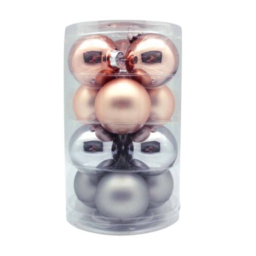 Weihnachtskugeln Grau und Beige - 6 cm (12er Set)