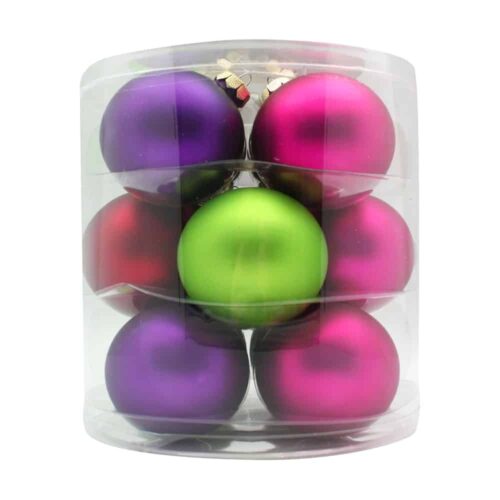 Weihnachtskugeln Bunt - Happy Xmas - 8 cm (12er Set)