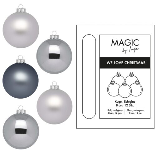 Weihnachtskugeln Grau - 8 cm