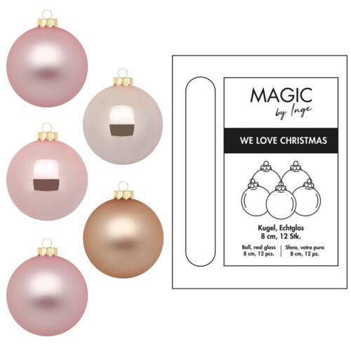Weihnachtskugeln Rosa - 8 cm (12 Stück)