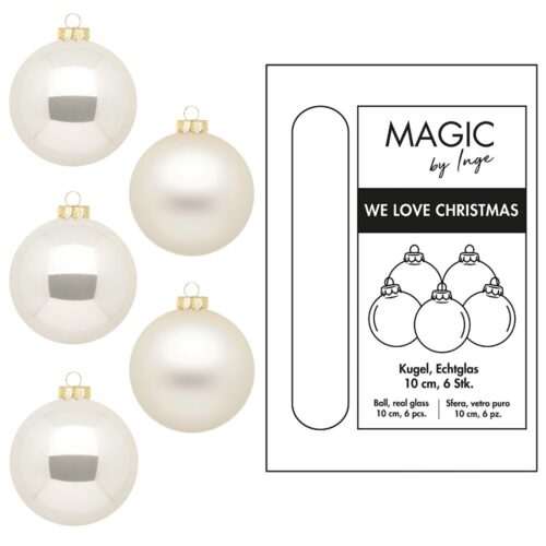 Weihnachtskugeln Champagner - 10 cm (6er Set)