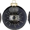 Rote Weihnachtsbaumkugeln mit Misteldekor, 8 cm