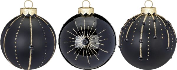 Rote Weihnachtsbaumkugeln mit Misteldekor, 8 cm