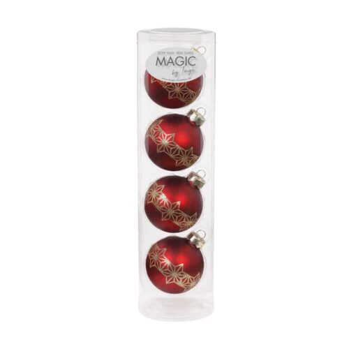 Weihnachtskugeln Dunkelrot - Facets - 6 cm (4 Stück)