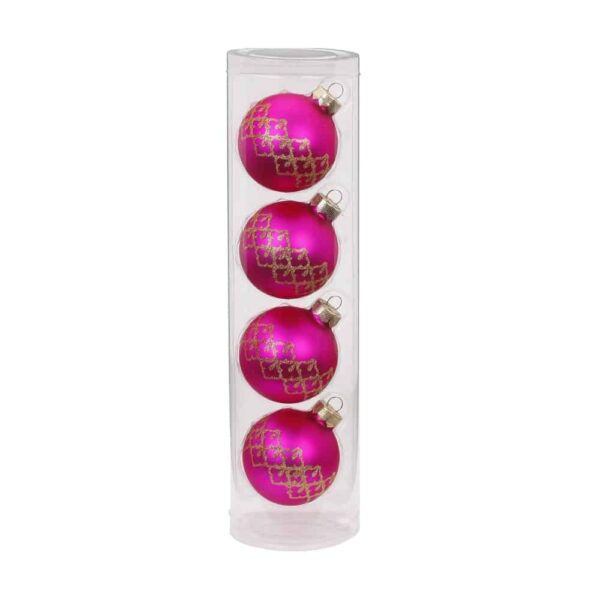 40179K604 Weihnachtskugeln Pink - Christmas Grid - 6 cm (4 Stück)