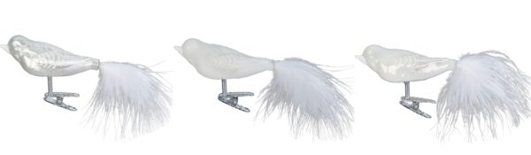 Weiße Vögel aus Glas 3er Set
