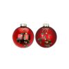 Rote Weihnachtsbaumkugeln mit Misteldekor, 8 cm