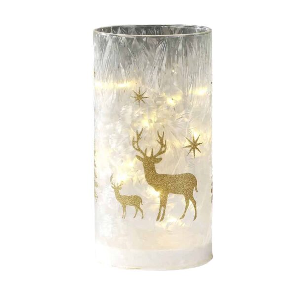 LED Zylinder mit Hirschen (20 cm)