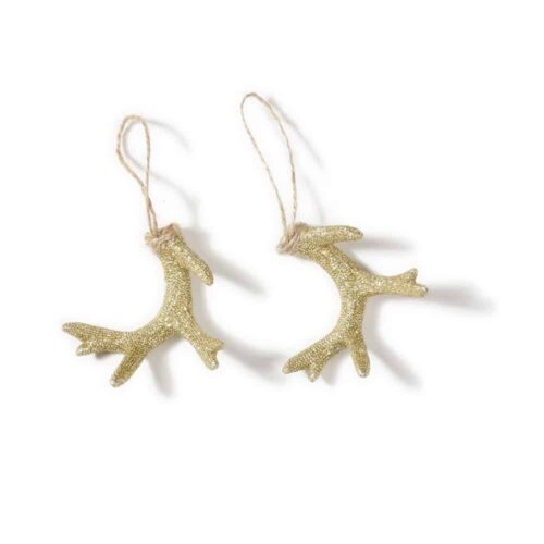Weihnachtsbaumanhänger - Geweih Gold - 2er Set (8,5 cm)