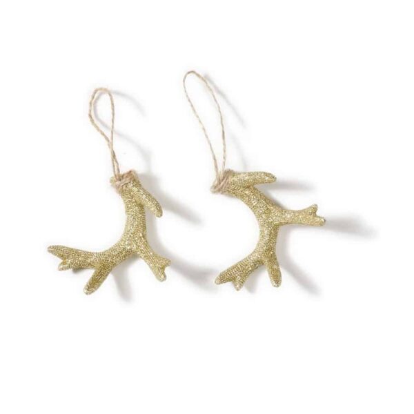 Weihnachtsbaumanhänger - Geweih Gold - 2er Set (8,5 cm)
