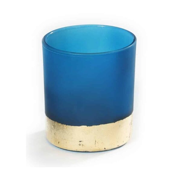 Teelichthalter - Blau - Gold (8 cm)