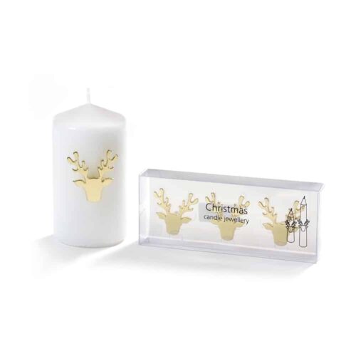 Kerzenschmuck Rentier - Gold - 3er Set (4,5 cm)