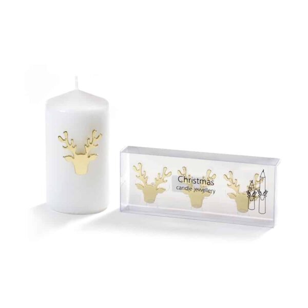 Kerzenschmuck Rentier - Gold - 3er Set (4,5 cm)