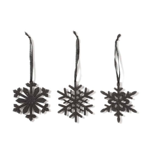 Schneeflocken Schwarz - 3er Set (7,5 cm)