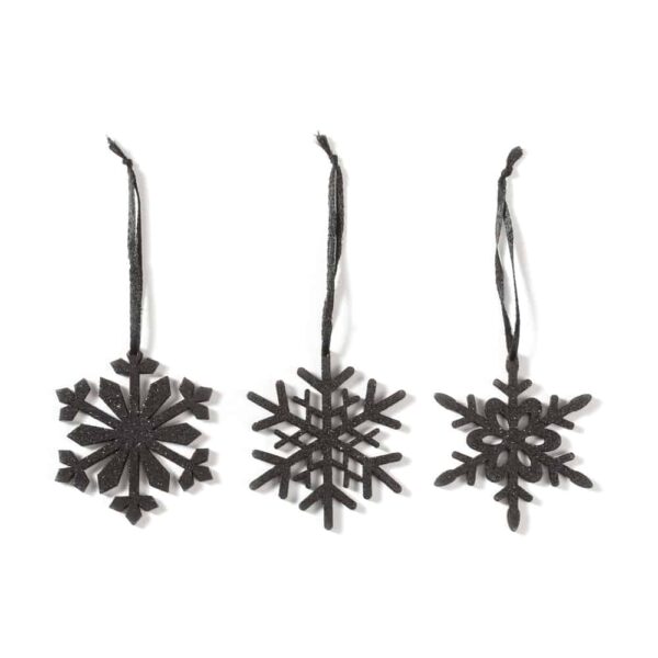 Schneeflocken Schwarz - 3er Set (7,5 cm)