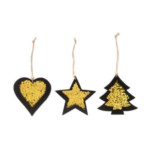 Hänger mit Pailletten - 3er Set (14 cm)