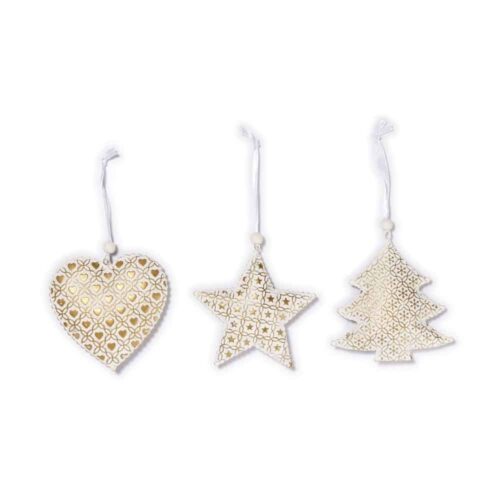 Hänger - Weiß-Gold - 3er Set (12 cm)