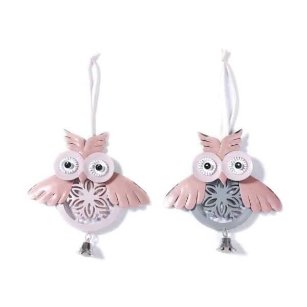 Rosa Eulen  Hänger - 2er Set (11 cm)