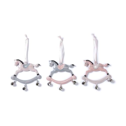 Schaukelpferde - Rosa Grau - 3er Set (8 cm)