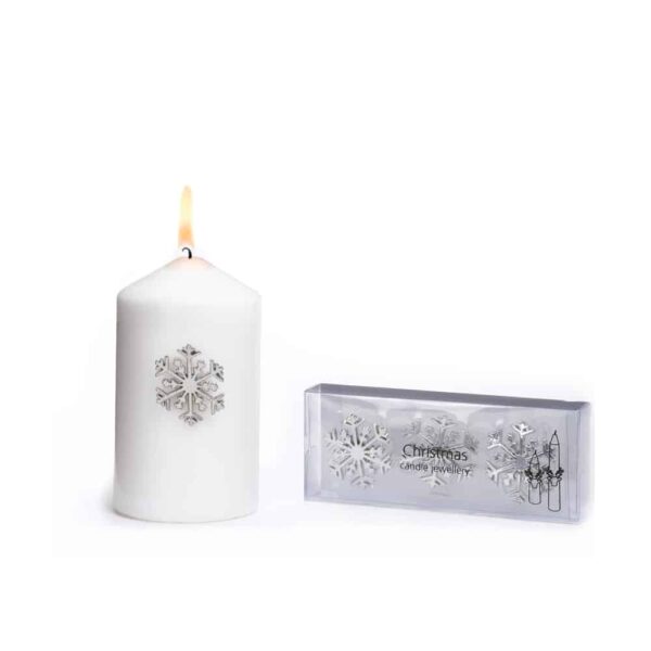 Kerzenschmuck Schneeflocke - Silber - 3er Set (4,5 cm)