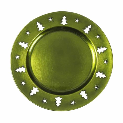 Deko-Teller - Grün mit gestanztem Rand (33 cm)