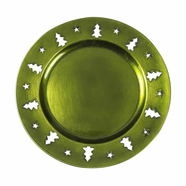 Deko-Teller - Grün mit gestanztem Rand (33 cm)