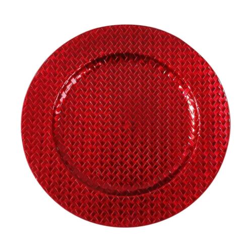 Deko-Teller - Rot mit Flechtoptik (33 cm)
