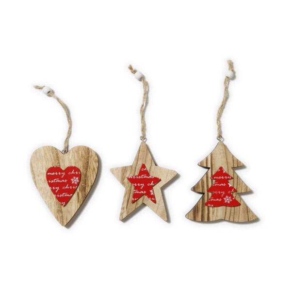 Hänger - Rot - Herz, Stern, Tannenbaum - 3er Set (10 cm)