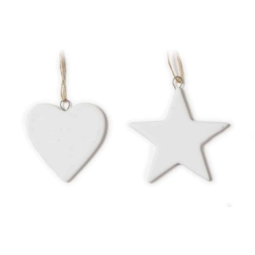 Hänger Weiß - Herz und Stern - 2er Set (13 cm)