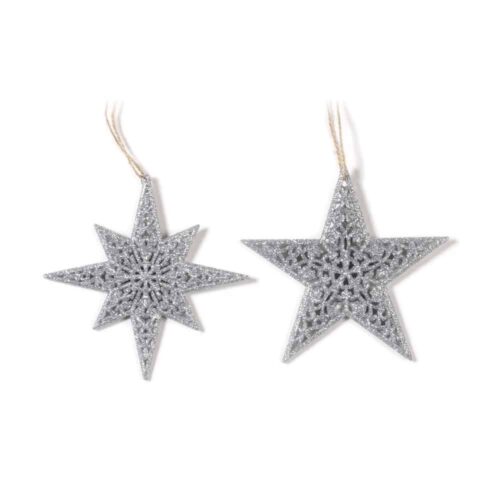 Sternhänger Silber-Grau - 2er Set (12,5 cm)