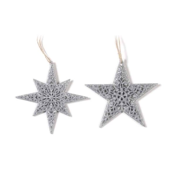 Sternhänger Silber-Grau - 2er Set (12,5 cm)