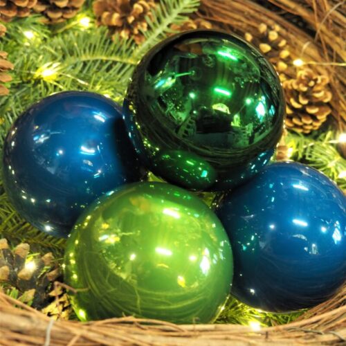 Weihnachtskugeln Blau und Grün - 10 cm (6er Set)