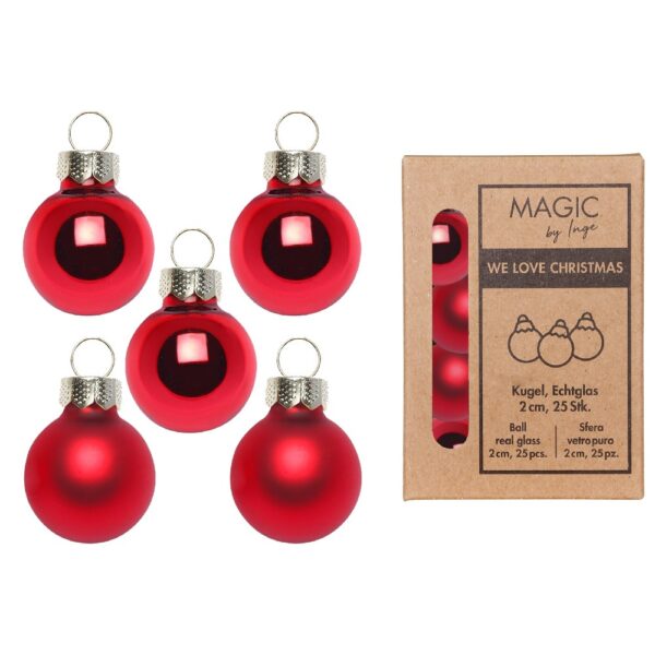 Kleine Weihnachtsbaumkugeln, rot, 2 cm