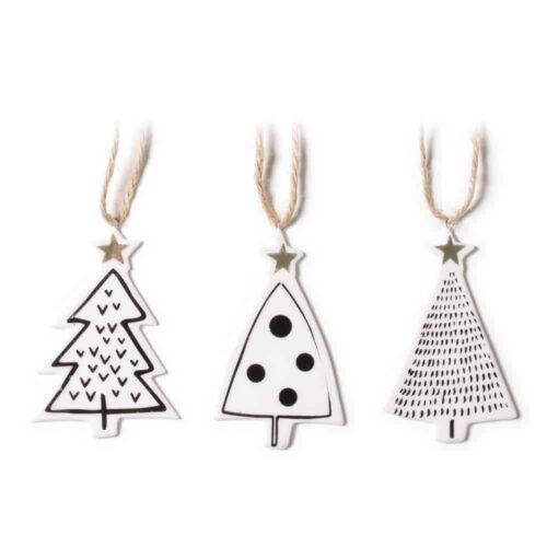 Weihnachtsbaum Anhänger aus Keramik (3er Set)