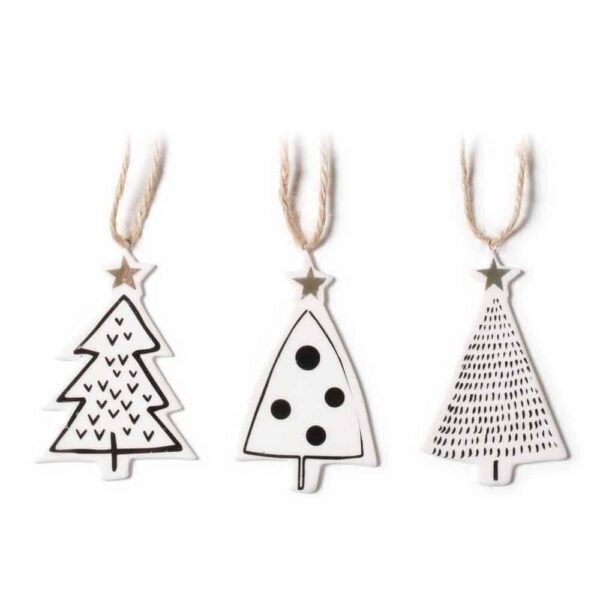 Weihnachtsbaum Anhänger aus Keramik (3er Set)