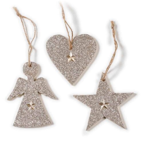 Weihnachtsbaum Anhänger - Engel, Herz & Stern (3er Set)