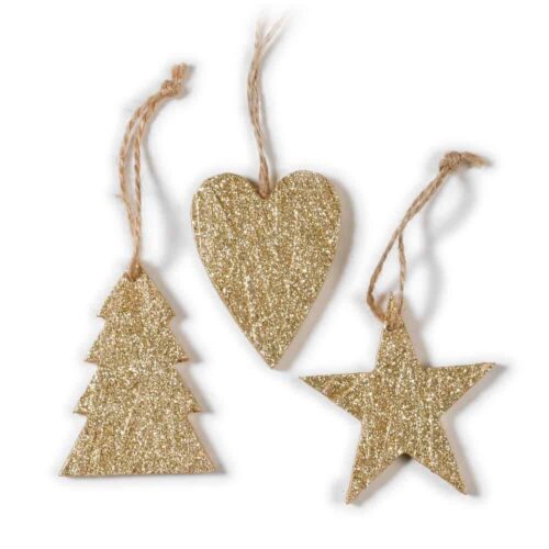 Weihnachtsbaum Anhänger Gold (3er Set)