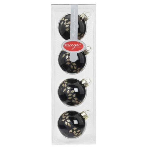 Weihnachtskugeln Schwarz – 6 cm – Diamonds (4er Set)